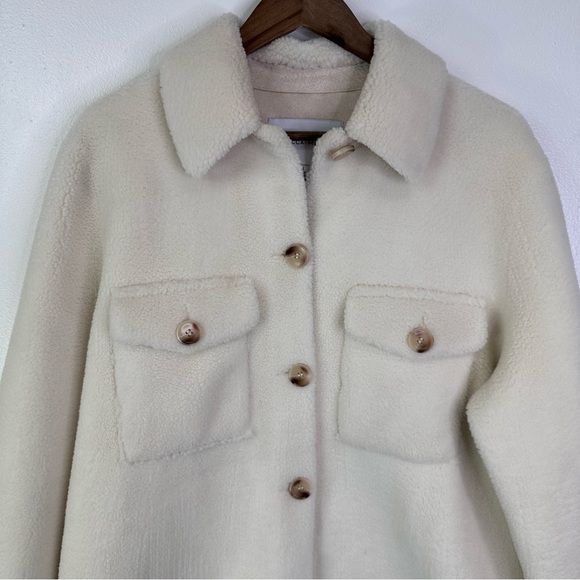 Rebecca Minkoff Harper Long Sherpa‎ Shacket Ivory Size L - Picture 3 of 9